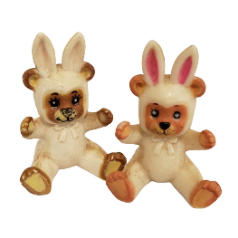 Vintage Amscan Plastic Easter Bunny Bear Miniature Figurine Cake Topper Decor